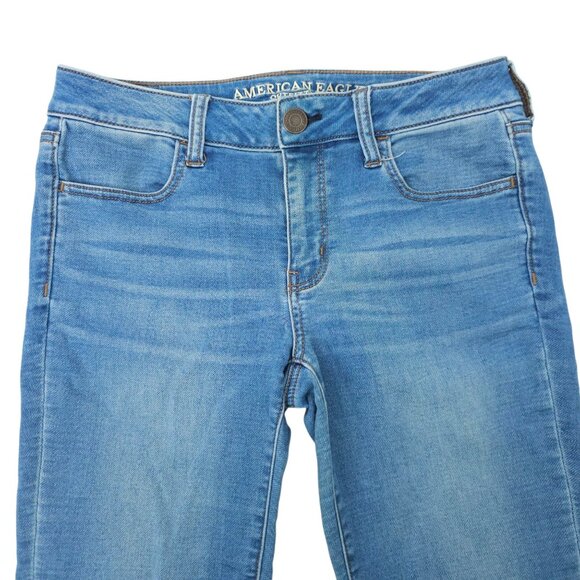 American Eagle Super Stretch Jegging Womens 8 Denim Jeans Low Rise Distressed - Picture 9 of 14